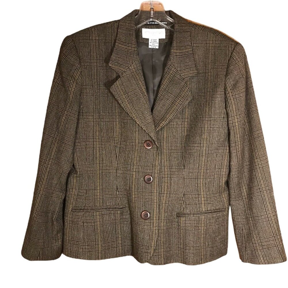 Petite Sophisticate Womens Size 8 Blazer Wool Tweed Lined Brown New Without Tags